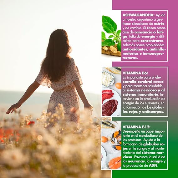 Gominolas Antiestrés Naturales Con Ashwagandha, Vitamina B6, Sabor cereza