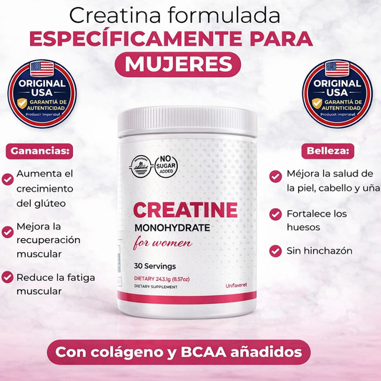 Creatina con Colágeno para Mujeres – Fórmula Especial para Aumentar Glúteos y Verte Guapa