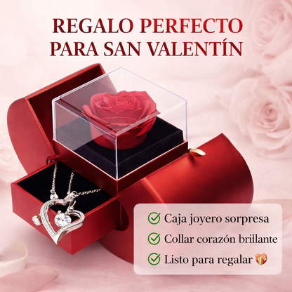 💖 Collar Amor Eterno™ y Caja joyero con rosa eterna. Edición Limitada!