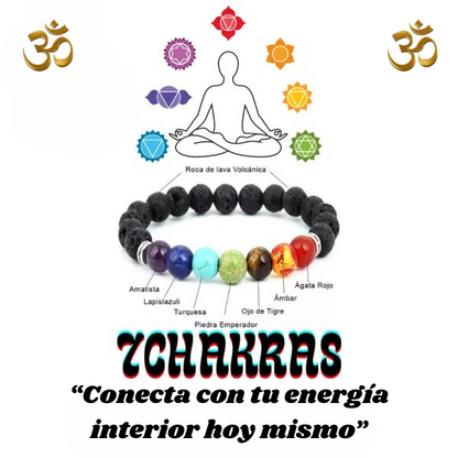 Pulseras de roca de lava 7 chakras