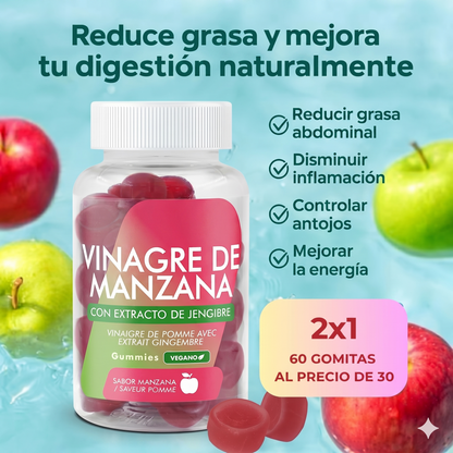 Gominolas de Vinagre de Manzana / Con extracto de jengibre para acompañarte en tu rutina diaria.