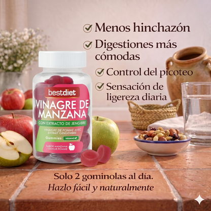 Gominolas de Vinagre de Manzana / Con extracto de jengibre para acompañarte en tu rutina diaria.