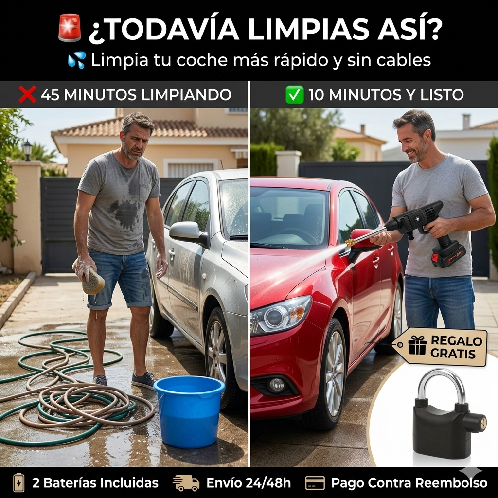 PowerClean PRO™ - Pistola de Alta Presión para Limpieza + Candado con alarma antirrobo ¨GRATIS¨