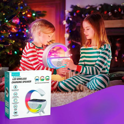 Lámpara Mágica Arcoíris G™ Altavoz Bluetooth - Cargador inalámbrico + Lámpara LED + Reloj despertador