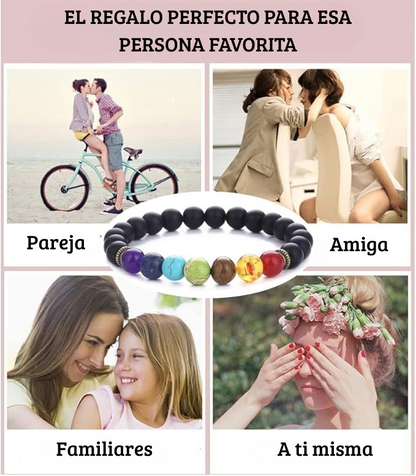 Pulseras de roca de lava 7 chakras